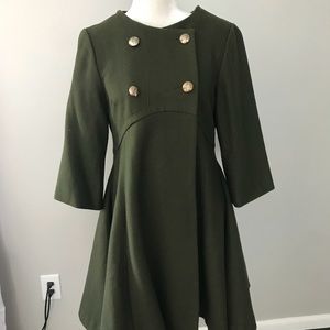 TBA olive green double breast swing coat. Size L.